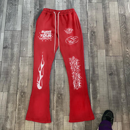 Vintage Loose Fit Graphic Flared Sweatpants